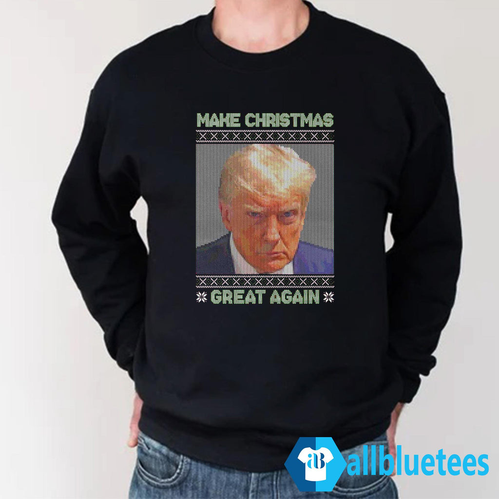 Trump Mugshot Make Christmas Great Again Christmas Sweater - Holiday Gift product image