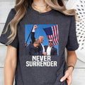 Trump Shot 2024 Rally Never Surrender Donald - Adult & Kids T-Shirts, Sweatshirts & Hoodies apparel design preview 1