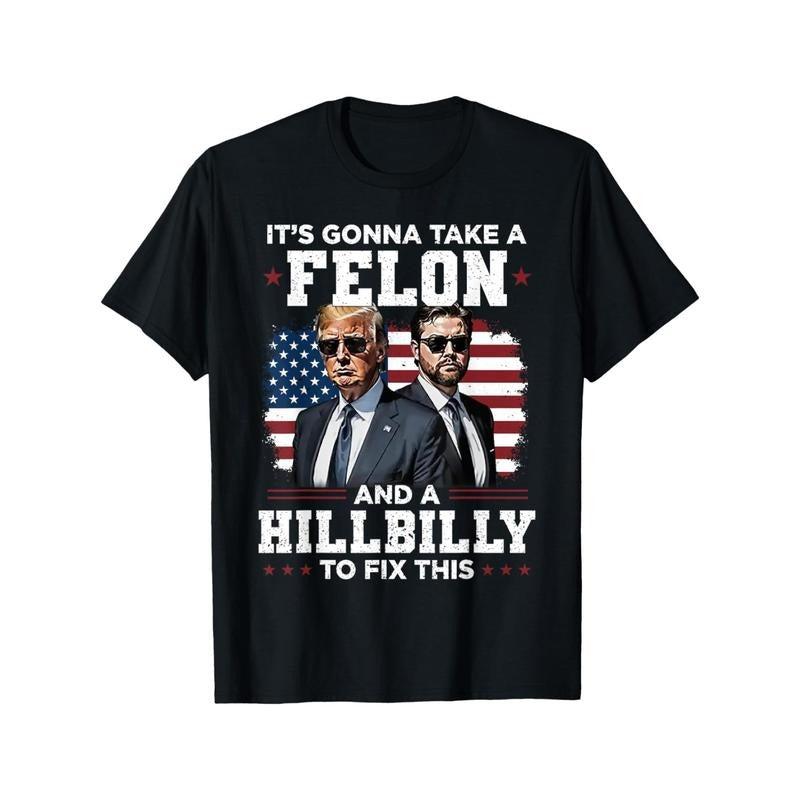 Trump Vance 'Felon Hillbilly' 100% Cotton Casual - Adult & Kids T-Shirts, Sweatshirts & Hoodies apparel design preview 1