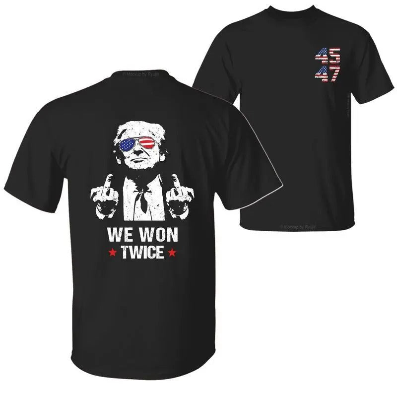 Trump We Won Twice 45th 47th President Sale Wins - Adult & Kids T-Shirts, Sweatshirts & Hoodies apparel design preview 1