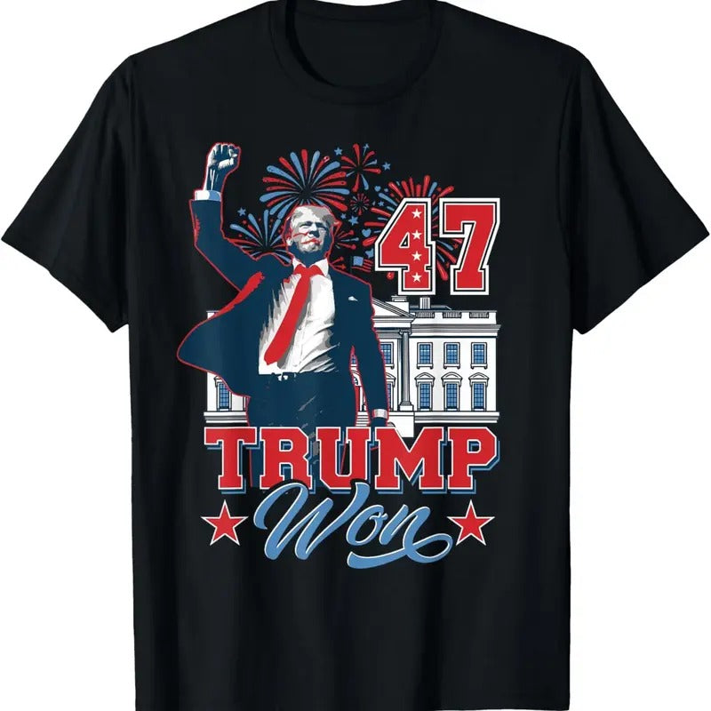 Trump Won Again 2024 Election President 47 Th - Adult & Kids T-Shirts, Sweatshirts & Hoodies apparel design preview 1