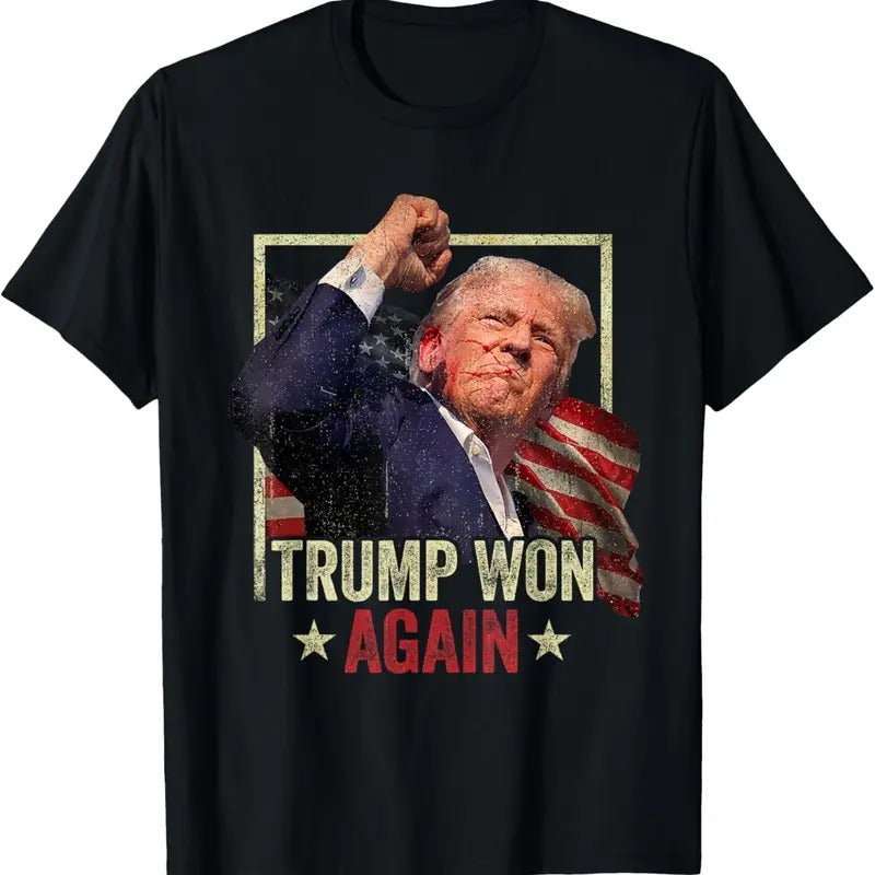 Trump Won Again 2024 Election President 47th American - Adult & Kids T-Shirts, Sweatshirts & Hoodies apparel design preview 1