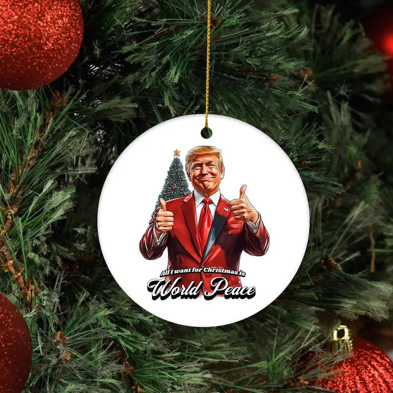 Trump World Peace Ornament Ceramic Maga - Adult & Kids T-Shirts, Sweatshirts & Hoodies apparel design preview 1