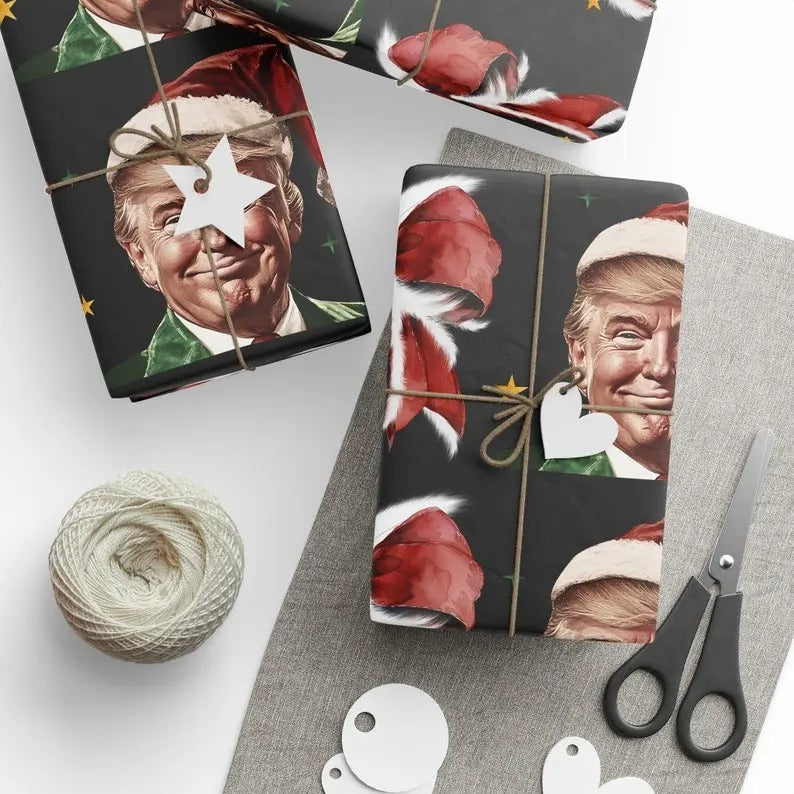 Trump Wrapping Paper President Papper Wrap Merry - Adult & Kids T-Shirts, Sweatshirts & Hoodies apparel design preview 1