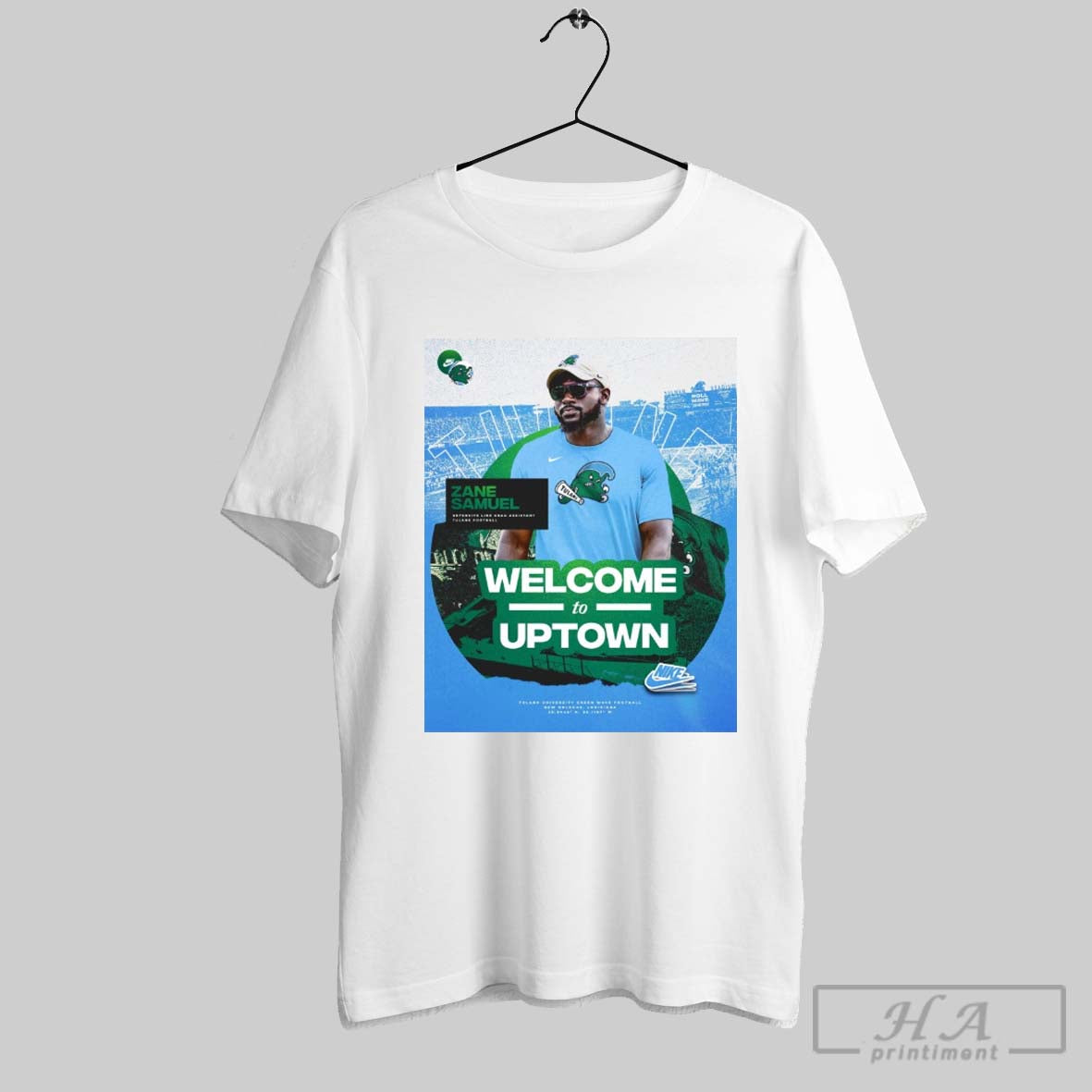 Tulane Green Wave Football Zane Samuel Defensive Line - Adult & Kids T-Shirts, Sweatshirts & Hoodies apparel design preview 1