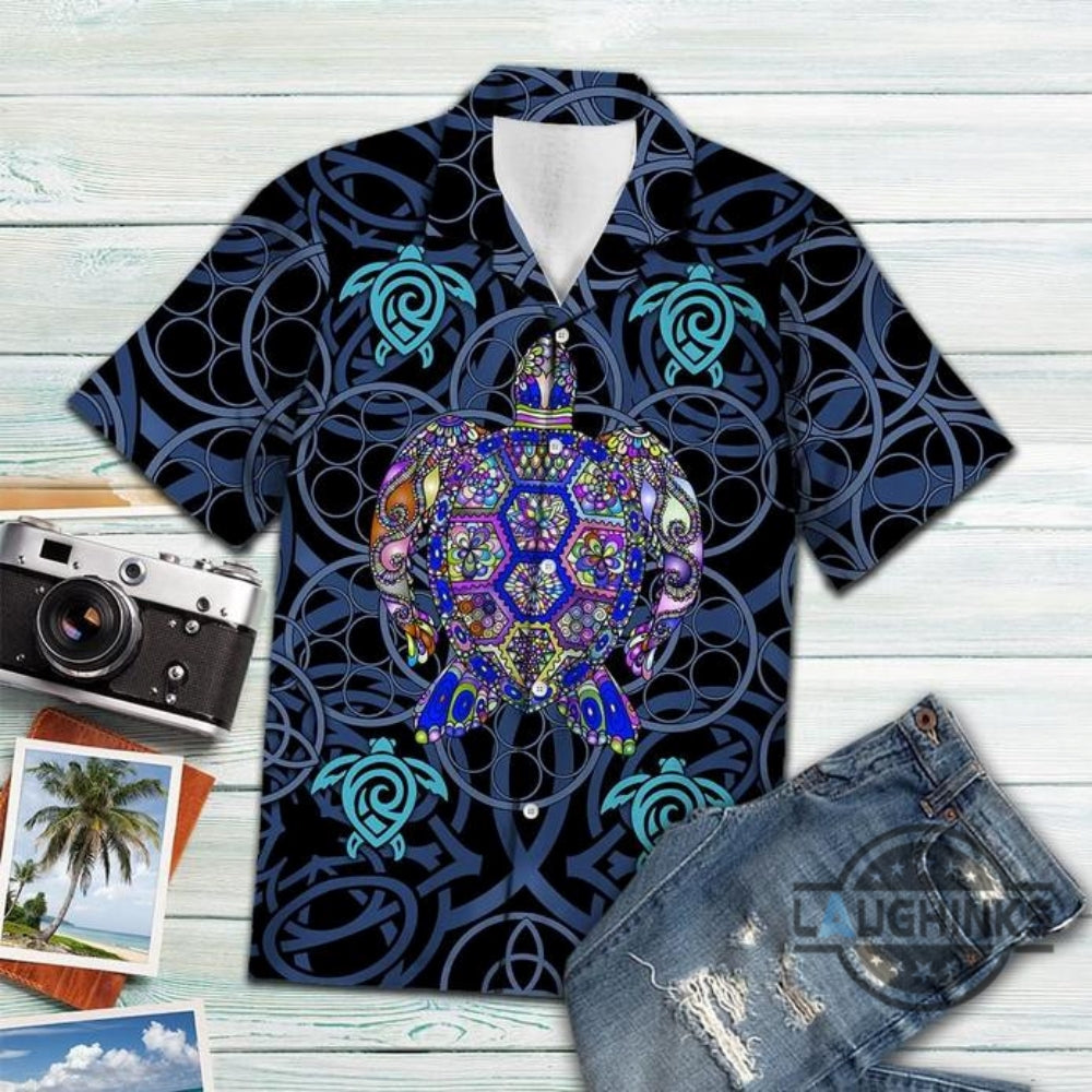 Turtle Blue Mandala Vikings Tropical Hawaiian 131 - Adult & Kids T-Shirts, Sweatshirts & Hoodies apparel design preview 1