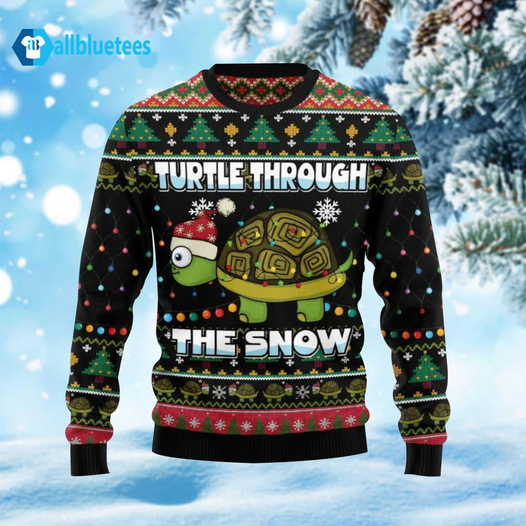 Turtle Through The Snow Ugly Christmas Sweater - Holiday Gift product image