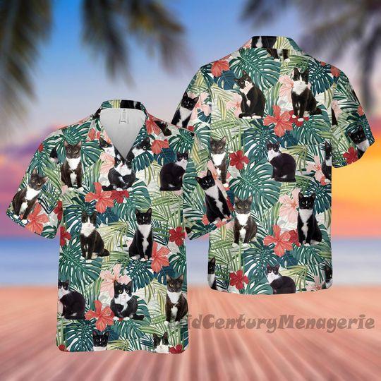 Tuxedo cat hawaiian gift for family and friend - Adult & Kids T-Shirts, Sweatshirts & Hoodies apparel design preview 1