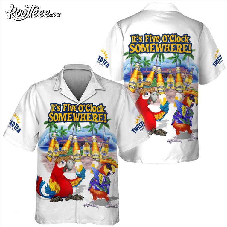 Twisted Tea It's Five O'Clock Somewhere Parrot - Adult & Kids T-Shirts, Sweatshirts & Hoodies apparel design preview 1