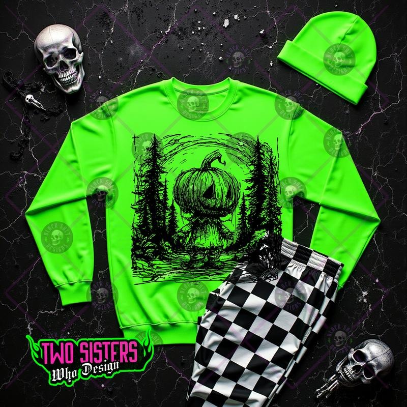 Two Sisters Who Grune Pumpkin Distressed Halloween - Adult & Kids T-Shirts, Sweatshirts & Hoodies apparel design preview 1