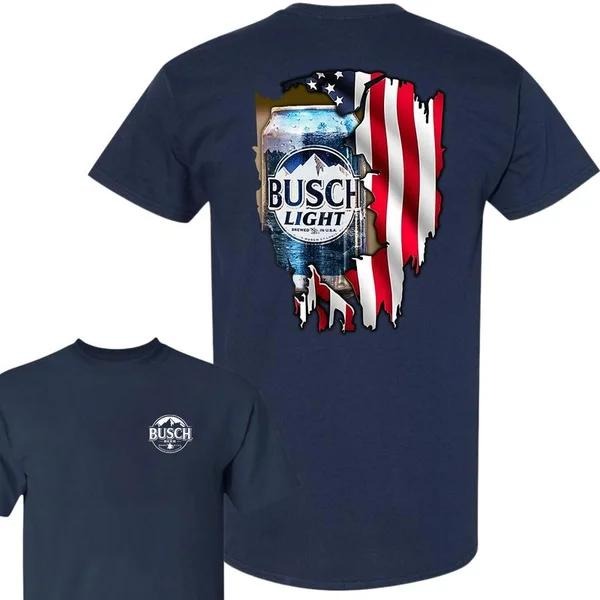 Two Sided Busch Light American Flag Funny Summer - Adult & Kids T-Shirts, Sweatshirts & Hoodies apparel design preview 1