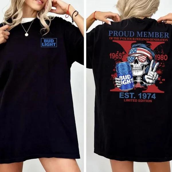 Two Sided Custom Gen X Beer BL Proud Member Fck Your - Adult & Kids T-Shirts, Sweatshirts & Hoodies apparel design preview 1