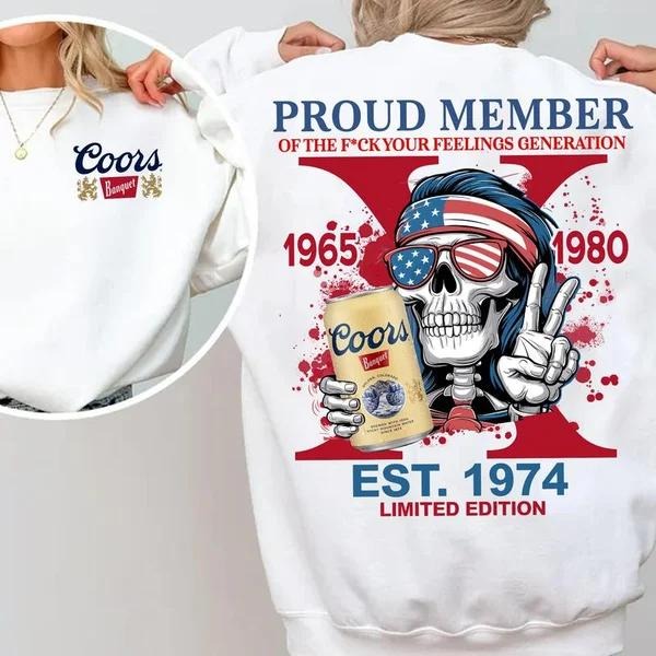 Two Sided Custom Gen X Beer Cr Beers Proud Member Fck - Adult & Kids T-Shirts, Sweatshirts & Hoodies apparel design preview 1
