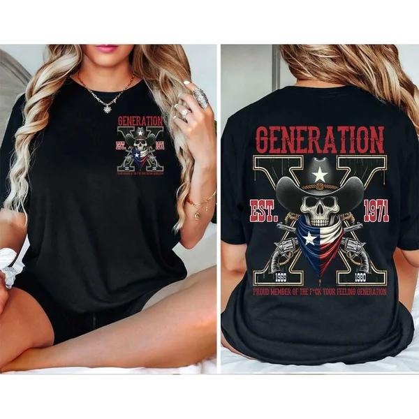Two Sided Customize Gen X Skull Proud Member Fck Your - Adult & Kids T-Shirts, Sweatshirts & Hoodies apparel design preview 1