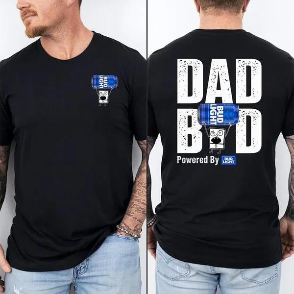 Two Sided Dad Bob Powered Bud Light Doodlebob Papa - Adult & Kids T-Shirts, Sweatshirts & Hoodies apparel design preview 1
