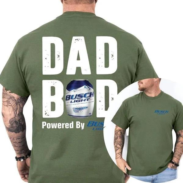 Two Sided Dad Bob Powered Busch Light Papa Funny - Adult & Kids T-Shirts, Sweatshirts & Hoodies apparel design preview 1
