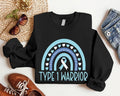 Type 1 Warrior Diabetes Rainbow Awareness Blue Ribbon - Adult & Kids T-Shirts, Sweatshirts & Hoodies apparel design preview 1