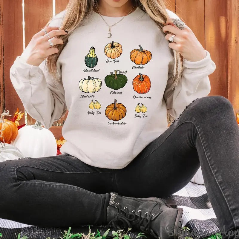 Type Pumpkins Fall Halloween Pumpkin Patch Season - Adult & Kids T-Shirts, Sweatshirts & Hoodies apparel design preview 1