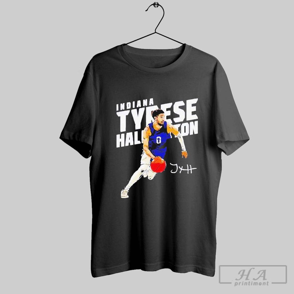 Tyrese Haliburton Indiana Pacers Slant Signed - Adult & Kids T-Shirts, Sweatshirts & Hoodies apparel design preview 1