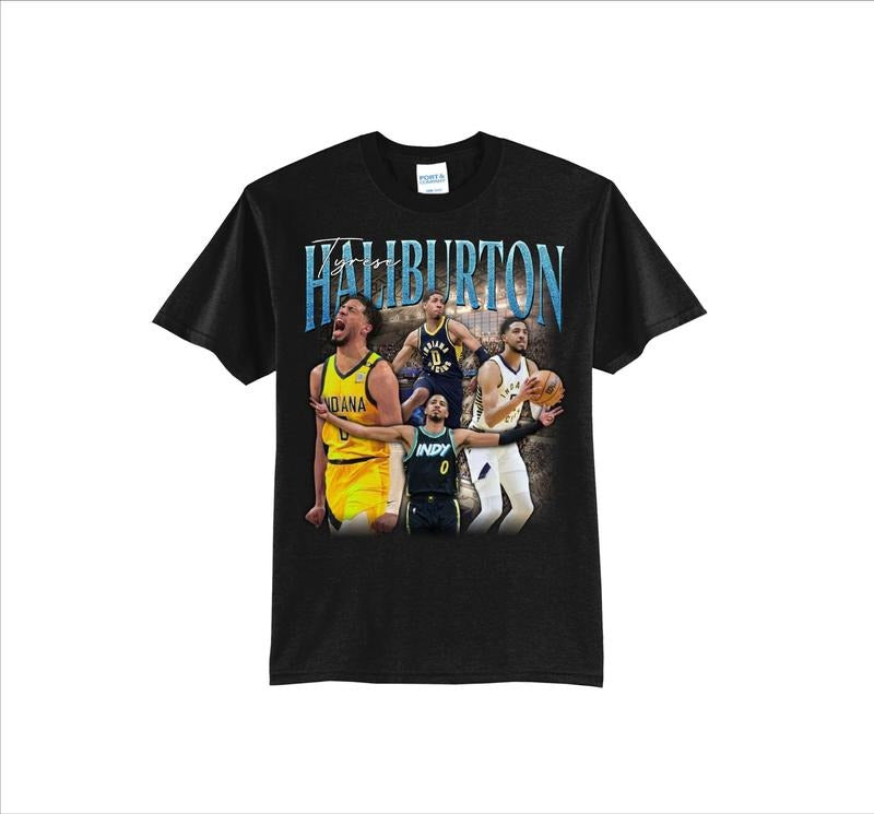 Tyrese Haliburton Vintage Rapper 100% Cotton Fan - Adult & Kids T-Shirts, Sweatshirts & Hoodies apparel design preview 1