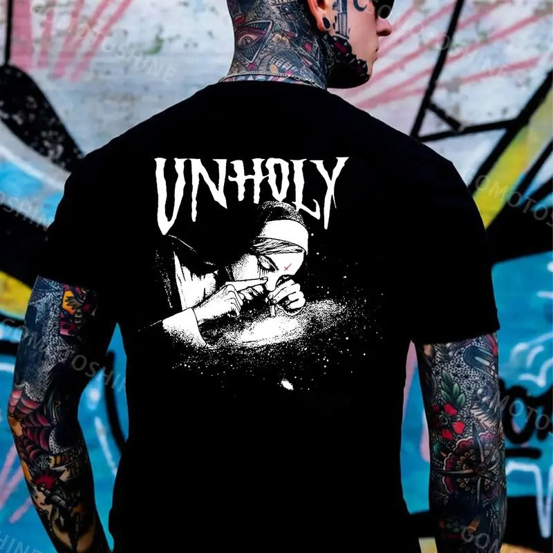 UNHOLY Nun Smoking Dark Black Print - Adult & Kids T-Shirts, Sweatshirts & Hoodies apparel design preview 1