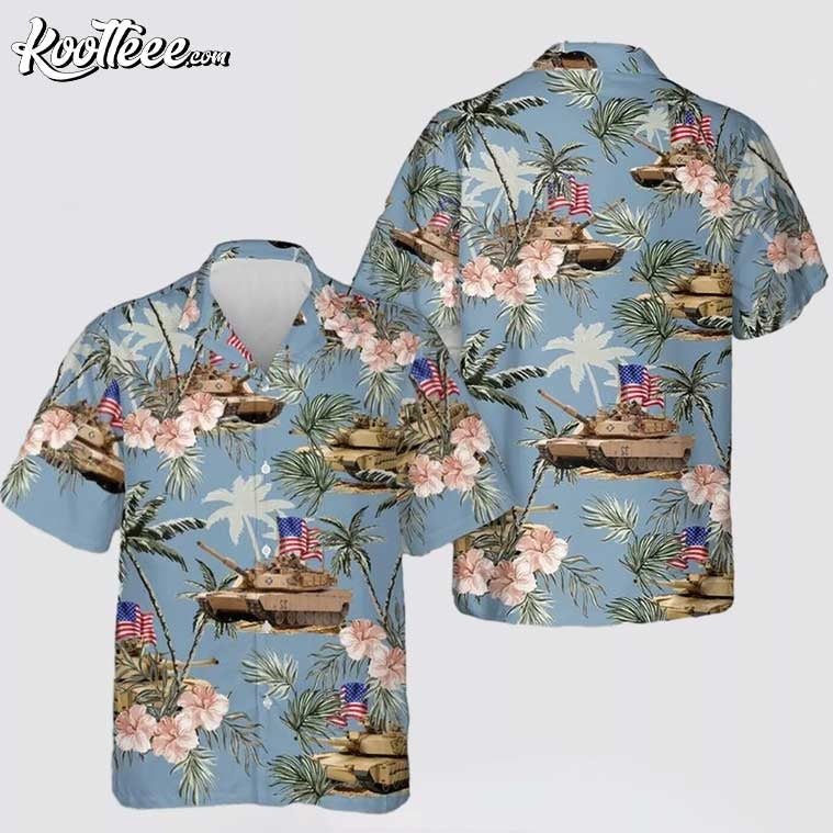 US Army M1 Abrams Tank 4th Of July Hawaiian - Adult & Kids T-Shirts, Sweatshirts & Hoodies apparel design preview 1
