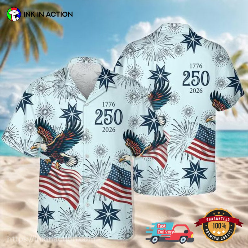 USA 250th Anniversary Patriotic Eagle Flag Hawaiian - Adult & Kids T-Shirts, Sweatshirts & Hoodies apparel design preview 1