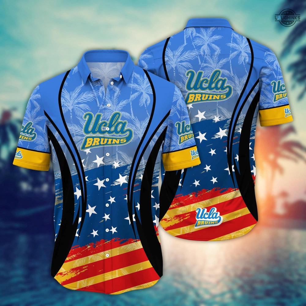 Ucla Hawaiian And Shorts Bruins Ncaa American Flag - Adult & Kids T-Shirts, Sweatshirts & Hoodies apparel design preview 1