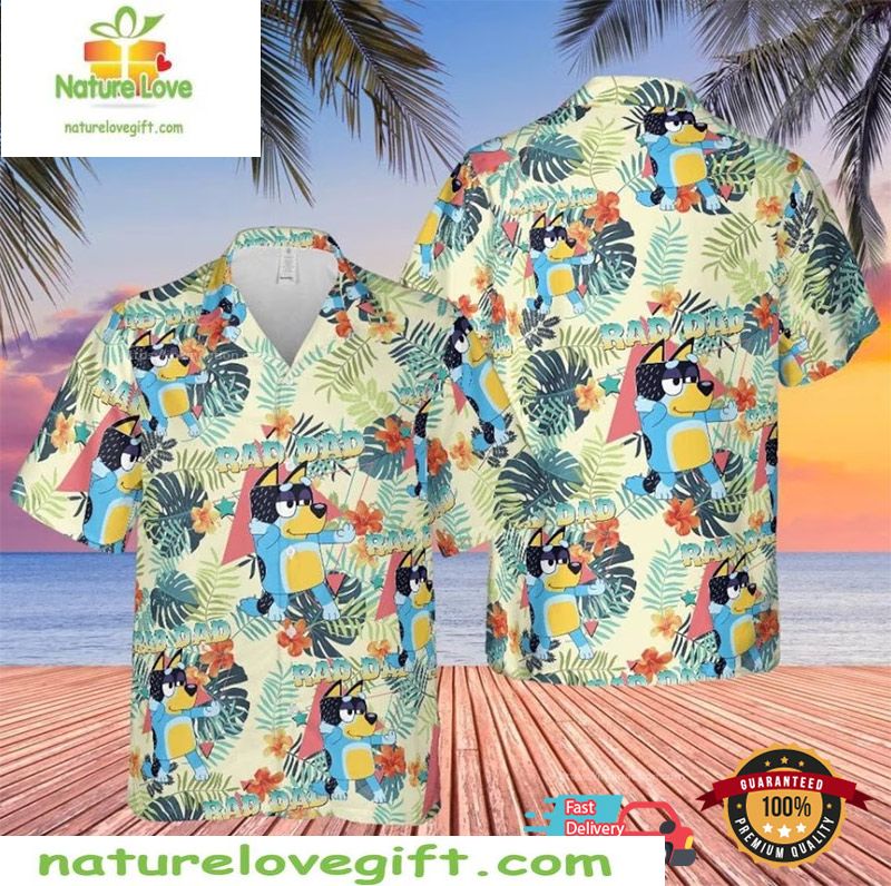 Bluey Dad Hawaiian Uncle Rad Summer Aloha - Adult & Kids T-Shirts, Sweatshirts & Hoodies apparel design preview 1