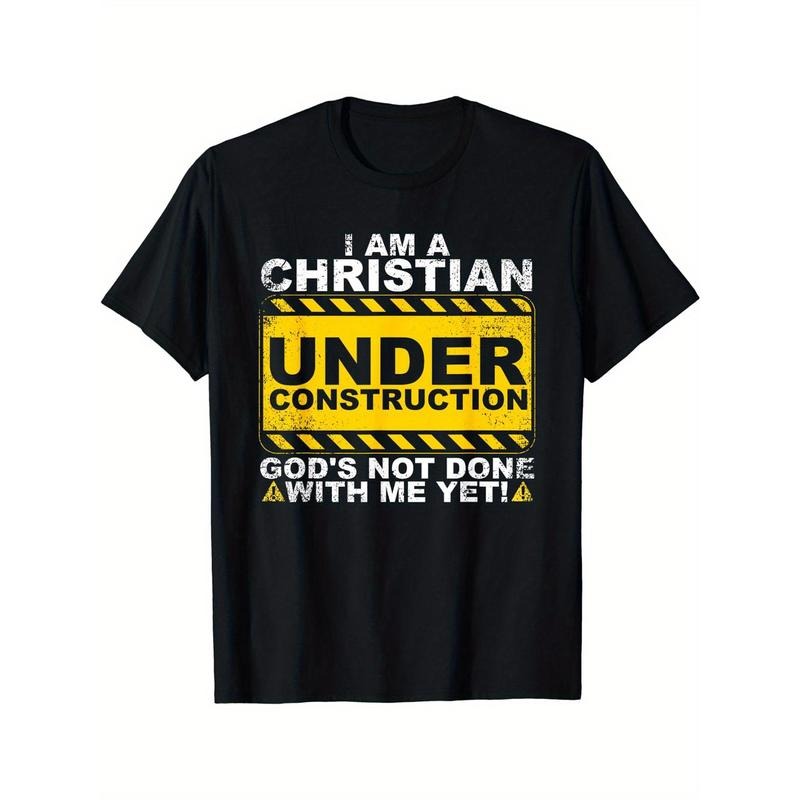 Under Construction Letters Print Crew Neck Short - Adult & Kids T-Shirts, Sweatshirts & Hoodies apparel design preview 1