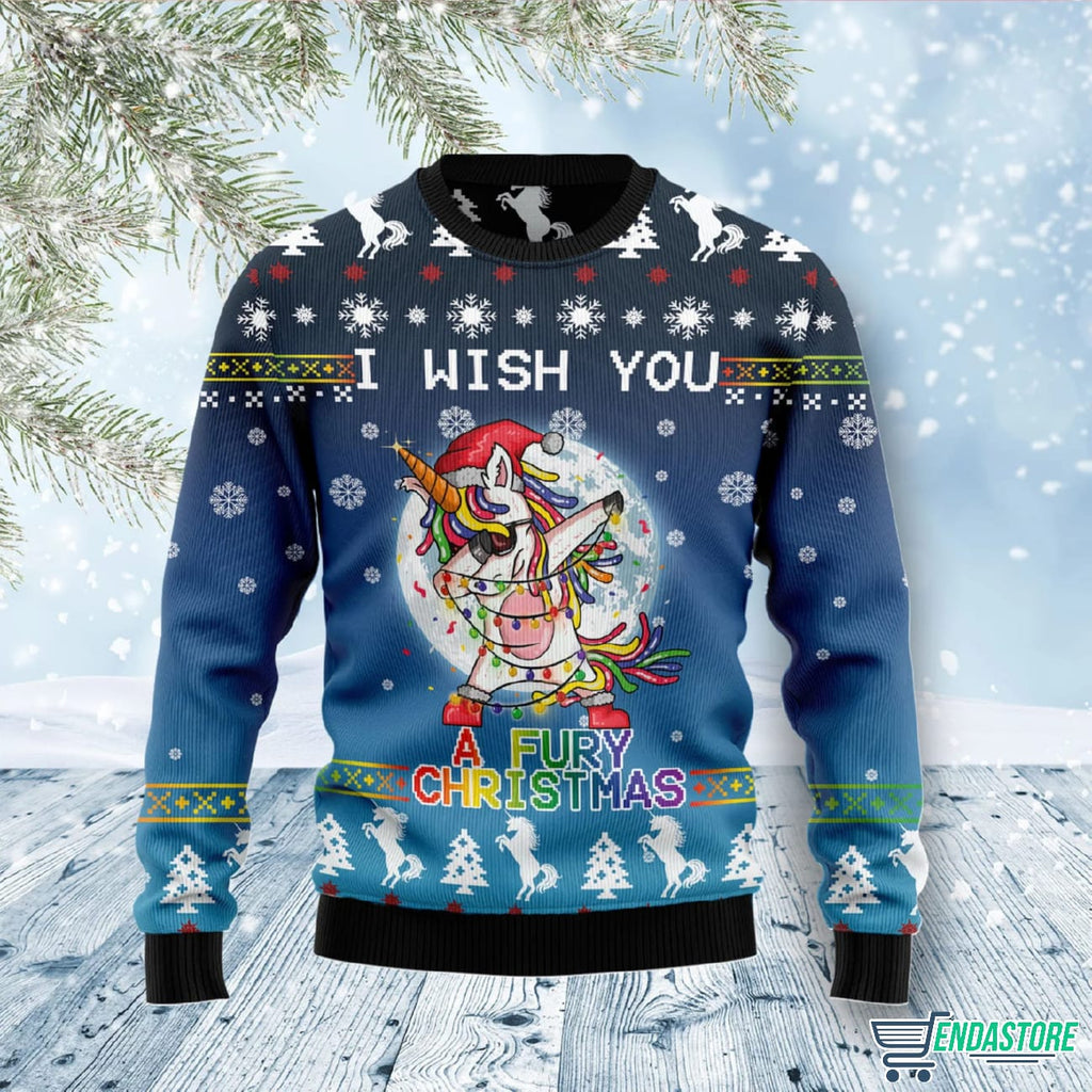 Unicorn Fury 3D Ugly Christmas Sweater - Holiday Gift product image