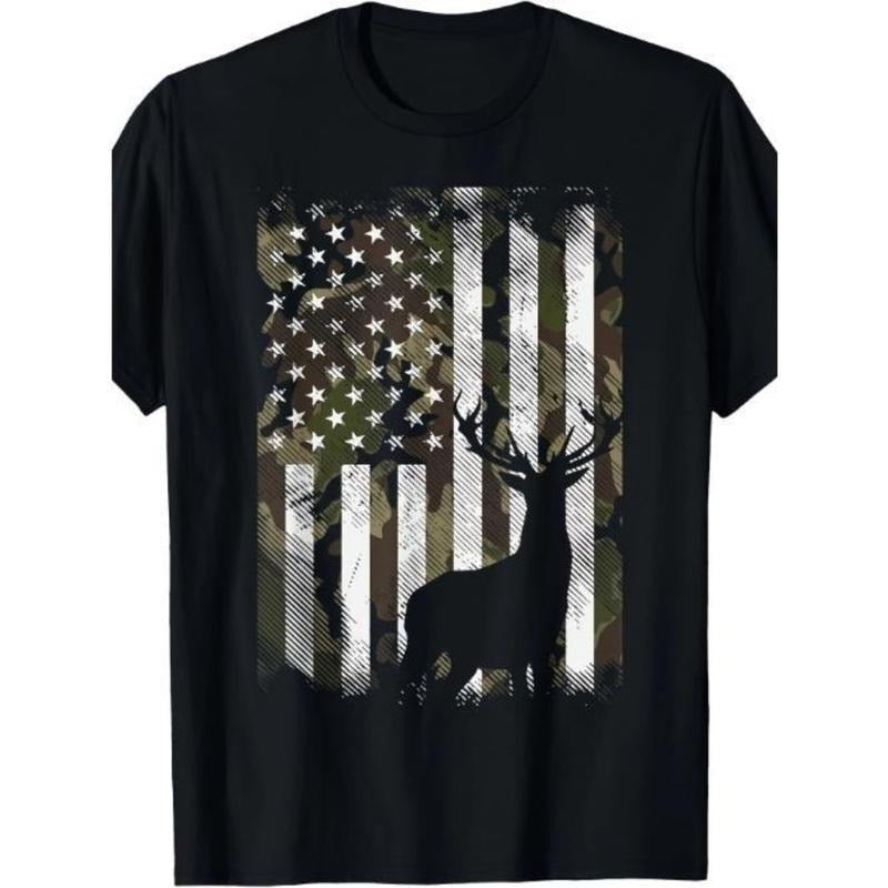Unique Camouflage American Flag Deer Elk Stag Short - Adult & Kids T-Shirts, Sweatshirts & Hoodies apparel design preview 1
