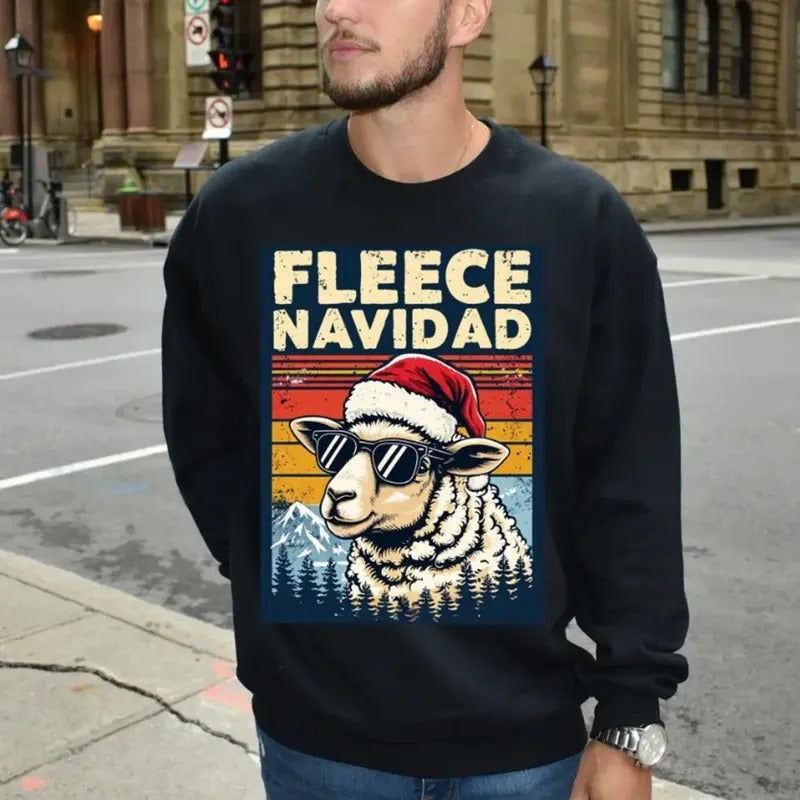 Fleece Navidad Spanish Merry Funny Jumper Llama Feliz - Adult & Kids T-Shirts, Sweatshirts & Hoodies apparel design preview 1