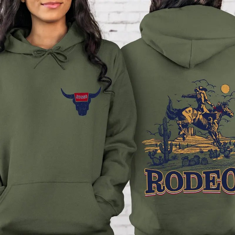Vintage Rodeo Cowboys Round Neck Tops Cowboy Lover - Adult & Kids T-Shirts, Sweatshirts & Hoodies apparel design preview 1