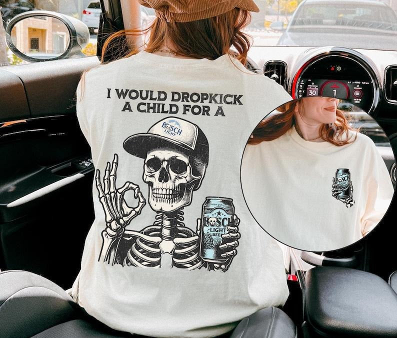 [Up 5XL] Beer Skeleton Funny Her Him Halloween - Adult & Kids T-Shirts, Sweatshirts & Hoodies apparel design preview 1