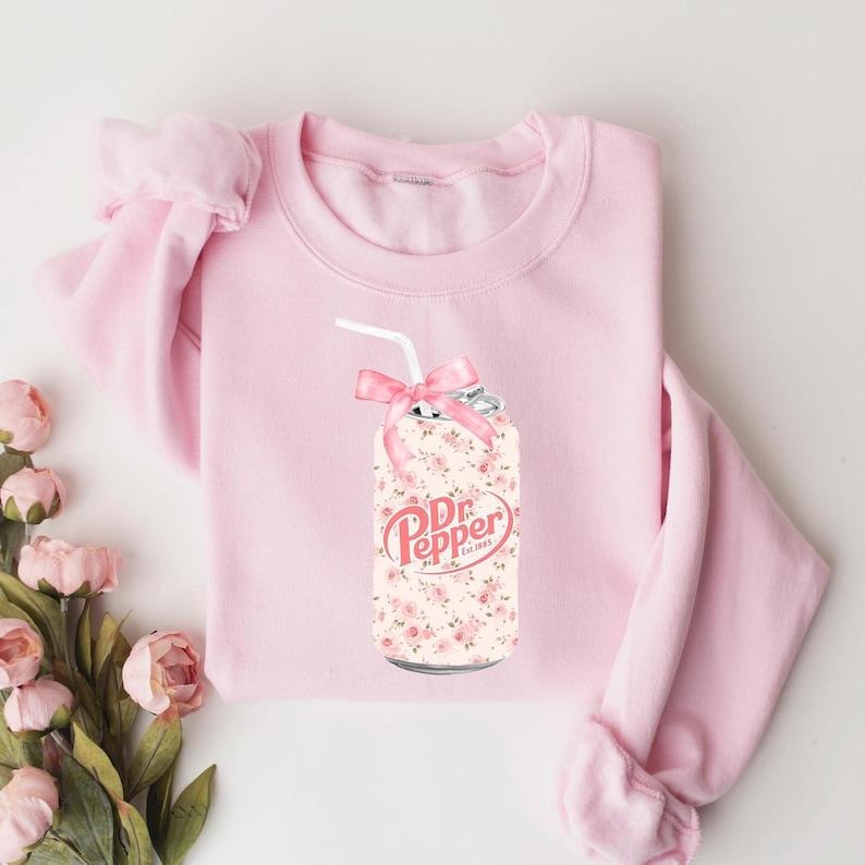 [Up 5XL] Dr Pepper Pink Bow Coquette Cute Soda Drink - Adult & Kids T-Shirts, Sweatshirts & Hoodies apparel design preview 1