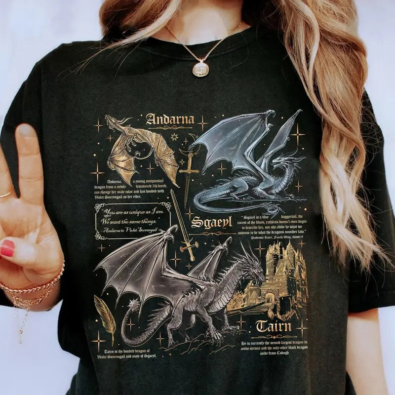 [Up 5XL] Fourth Wing Dragon Tairn Andarna Basgiath - Adult & Kids T-Shirts, Sweatshirts & Hoodies apparel design preview 1