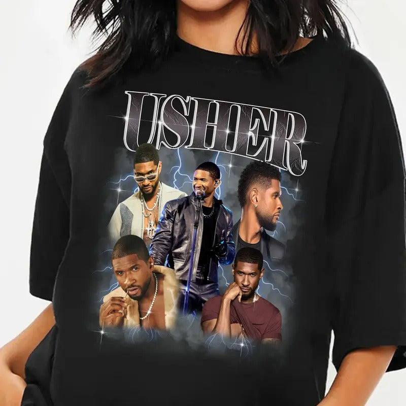 Ussher Concert Retro R&B Ushher Coming Home Tour - Adult & Kids T-Shirts, Sweatshirts & Hoodies apparel design preview 1