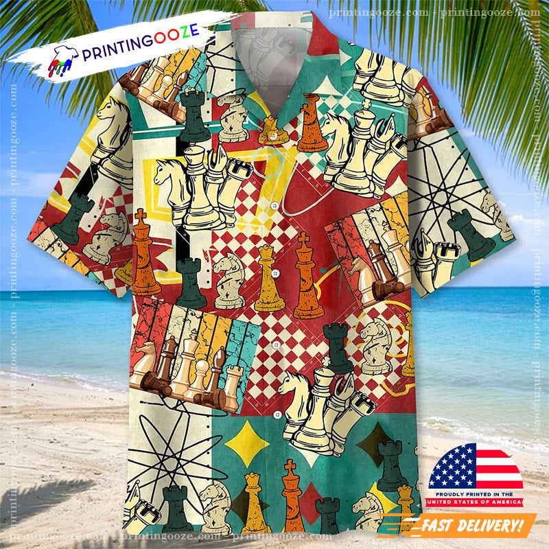 Vintage Chess Hawaiian Gift For Dad Who Love - Adult & Kids T-Shirts, Sweatshirts & Hoodies apparel design preview 1