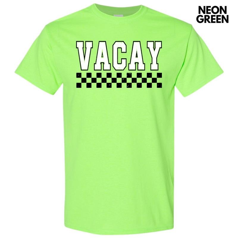 Vacay Varsity Checkered Gildan Short Sleeve 'NLB' - Adult & Kids T-Shirts, Sweatshirts & Hoodies apparel design preview 1