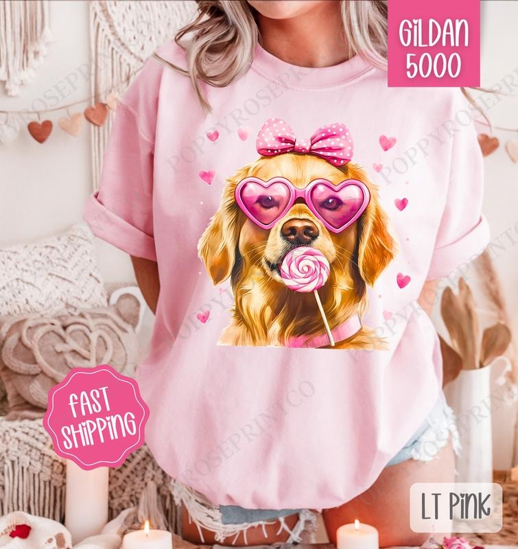Valentine Golden Retriever Gildan Cute Plus Sizes - Adult & Kids T-Shirts, Sweatshirts & Hoodies apparel design preview 1