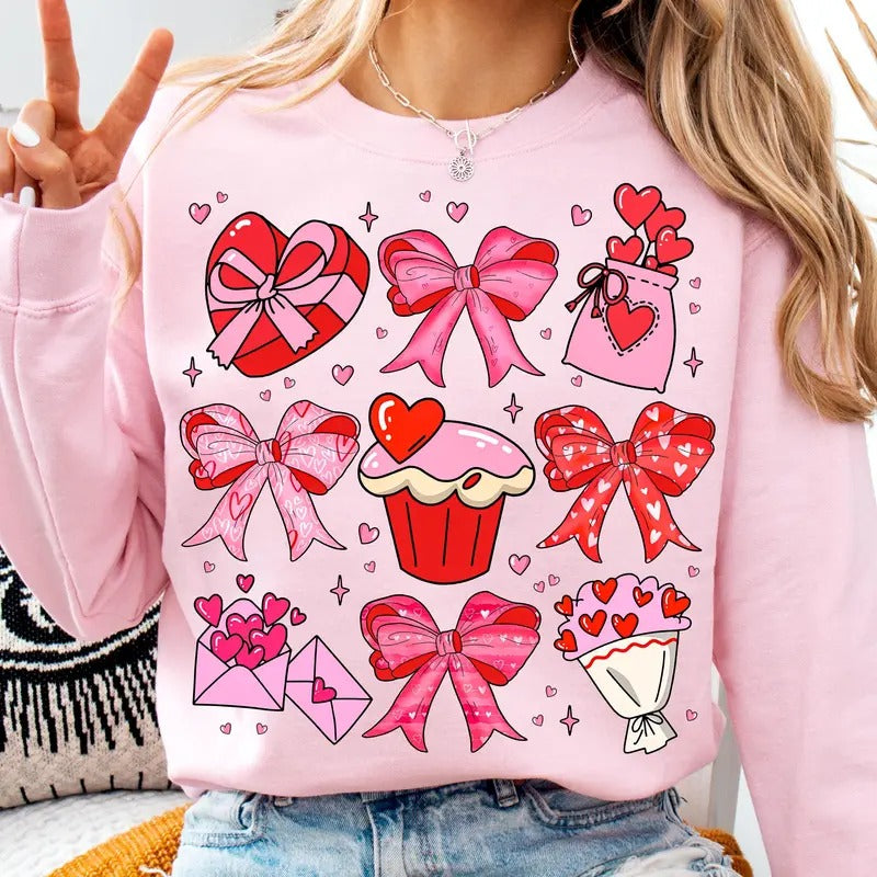 Valentine Heart Coquette Bow - Adult & Kids T-Shirts, Sweatshirts & Hoodies apparel design preview 1