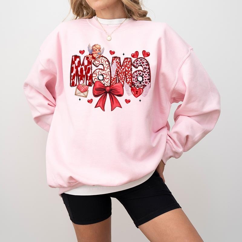 Valentine Mama Coquette Bow Cute Mom - Adult & Kids T-Shirts, Sweatshirts & Hoodies apparel design preview 1