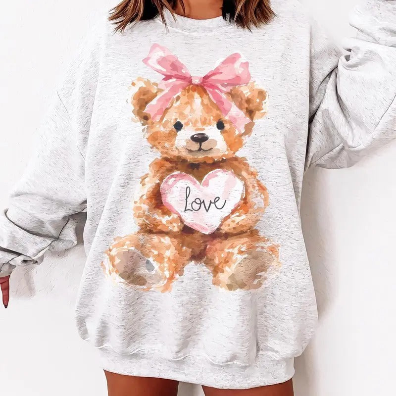 Bear Coquette Heart Valentine Her - Adult & Kids T-Shirts, Sweatshirts & Hoodies apparel design preview 1