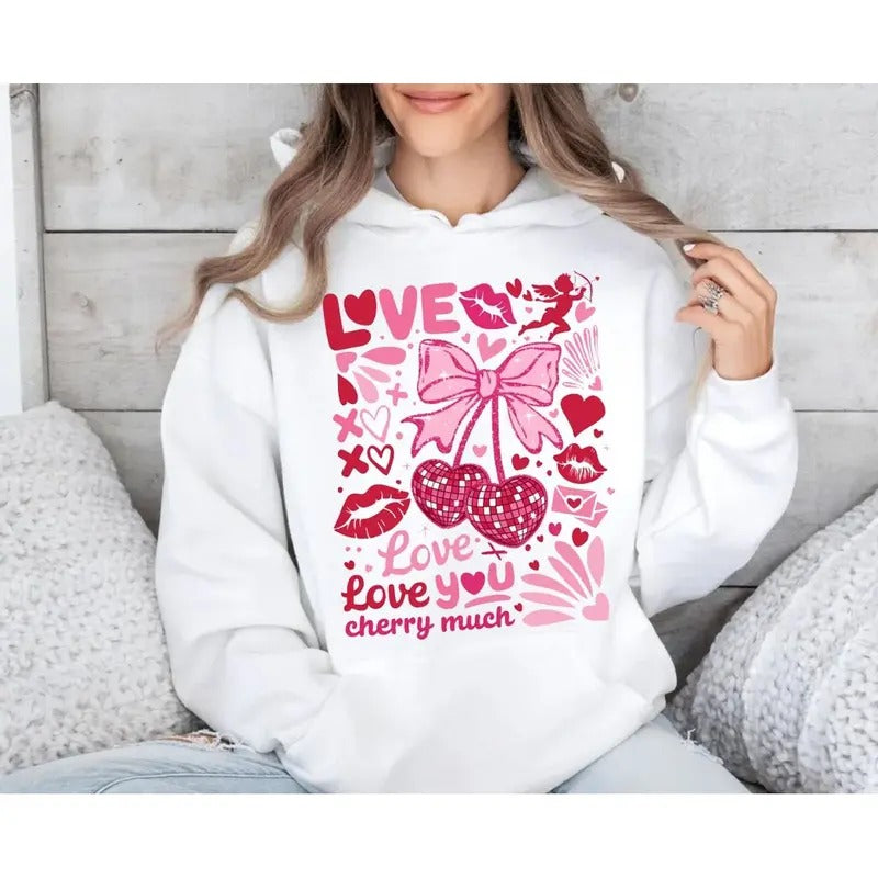 Heart Coquette Bow Retro Valentine Love - Adult & Kids T-Shirts, Sweatshirts & Hoodies apparel design preview 1
