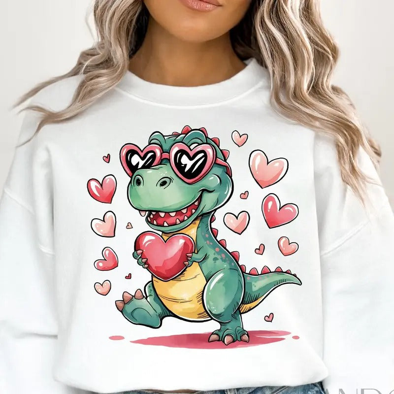 T Rex Dino Love Png Valentine Dinosaur Sweet Romantic - Adult & Kids T-Shirts, Sweatshirts & Hoodies apparel design preview 1