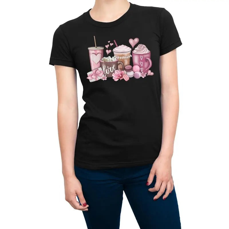 Valentines Coffee Casual Pink Print Comfortable - Adult & Kids T-Shirts, Sweatshirts & Hoodies apparel design preview 1