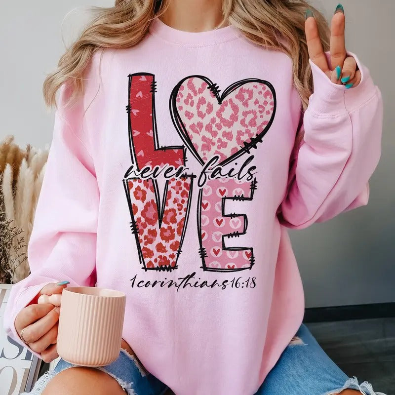 Valentines Love Never Fails Valentine Retro - Adult & Kids T-Shirts, Sweatshirts & Hoodies apparel design preview 1