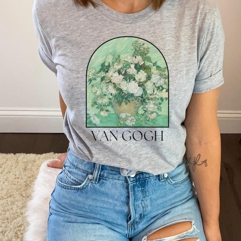 Van Gogh Pink Roses Vintage Renaissance Flower - Adult & Kids T-Shirts, Sweatshirts & Hoodies apparel design preview 1