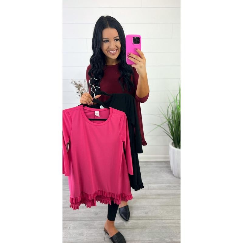 Vanessa Ruffled Hem Tunic Top - Adult & Kids T-Shirts, Sweatshirts & Hoodies apparel design preview 1